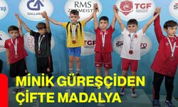 Minik güreşçiden çifte madalya