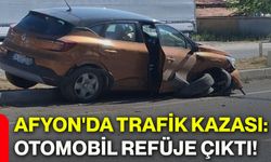 Afyonkarahisar'da trafik kazası: Otomobil refüje çıktı!