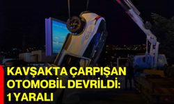 Kavşakta çarpışan otomobil devrildi: 1 yaralı
