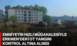 Emniyetin hızlı müdahalesiyle Erkmen’deki ot yangını kontrol altına alındı