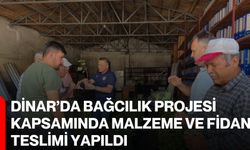Dinar’da Bağcılık Projesi kapsamında malzeme ve fidan teslimi yapıldı