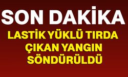 lastik yüklü tırda çıkan yangın söndürüldü
