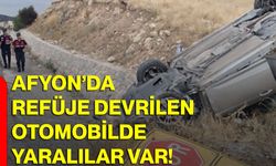 Afyon’da refüje devrilen otomobilde yaralılar var!