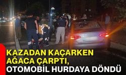 Kazadan kaçarken ağaca çarptı, otomobil hurdaya döndü