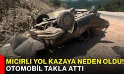 Mıcırlı yol kazaya neden oldu! Otomobil takla attı