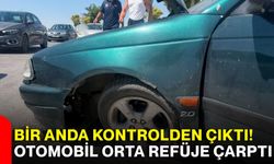 Bir anda kontrolden çıktı! Otomobil orta refüje çarptı