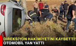 Direksiyon hakimiyetini kaybetti! Otomobil yan yattı