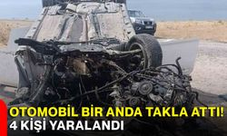 Otomobil bir anda takla attı! 4 kişi yaralandı