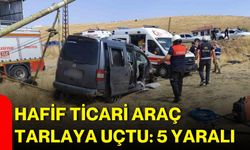Hafif ticari araç tarlaya uçtu: 5 yaralı