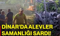 Dinar’da alevler samanlığı sardı!