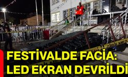 Festivalde facia: LED ekran devrildi