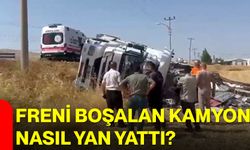 Freni boşalan kamyon nasıl yan yattı?