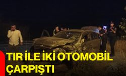 Tır ile iki otomobil çarpıştı