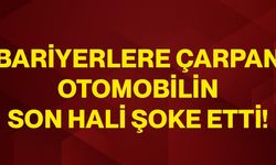 Bariyerlere çarpan otomobilin son hali şoke etti!