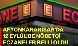 Afyonkarahisar’da 12 Eylül’de nöbetçi eczaneler belli oldu