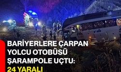 Bariyerlere çarpan yolcu otobüsü şarampole uçtu: 24 yaralı
