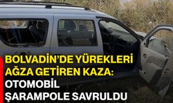 Bolvadin’de yürekleri ağza getiren kaza: Otomobil şarampole savruldu
