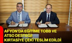 Afyon’da eğitime TOBB ve ATSO desteği! Kırtasiye çeki teslim edildi