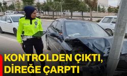 Kontrolden çıktı, direğe çarptı