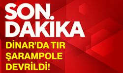 Dinar’da tır şarampole devrildi!