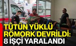 Tütün yüklü römork devrildi: 8 işçi yaralandı