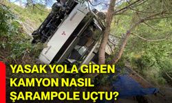 Yasak yola giren kamyon nasıl şarampole uçtu?
