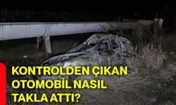 Kontrolden çıkan otomobil nasıl takla attı?
