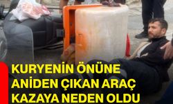 Kuryenin önüne aniden çıkan araç kazaya neden oldu