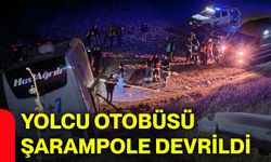 Yolcu otobüsü şarampole devrildi