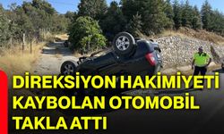 Direksiyon hakimiyeti kaybolan otomobil takla attı