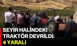 Seyir halindeki traktör devrildi: 4 yaralı
