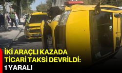 İki araçlı kazada ticari taksi devrildi: 1 yaralı