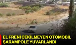El freni çekilmeyen otomobil şarampole yuvarlandı