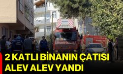 2 katlı binanın çatısı alev alev yandı