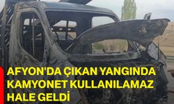 Afyon'da çıkan yangında kamyonet kullanılamaz hale geldi