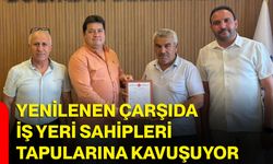 Yenilenen çarşıda iş yeri sahipleri tapularına kavuşuyor