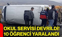 Okul servisi devrildi! 10 öğrenci yaralandı