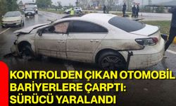 Kontrolden çıkan otomobil bariyerlere çarptı: Sürücü yaralandı