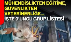 Mühendislikten eğitime, güvenlikten veterinerliğe… İşte 9’uncu grup listesi