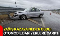 Yağış kazaya neden oldu: Otomobil bariyerlere çarptı