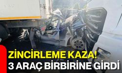 Zincirleme kaza! 3 araç birbirine girdi