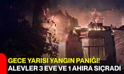 Gece yarısı yangın paniği! Alevler 3 eve ve 1 ahıra sıçradı