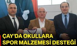 Çay’da okullara spor malzemesi desteği