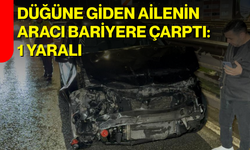 Düğüne Giden Ailenin Aracı Bariyere Çarptı: 1 Yaralı