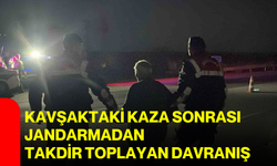 Kavşaktaki kaza sonrası jandarmadan takdir toplayan davranış
