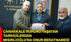 Çanakkale ruhunu yaşatan tarihçilerden Mısırlıoğlu’na Onur Beratnamesi
