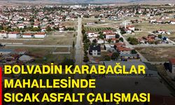 Bolvadin Karabağlar Mahallesinde sıcak asfalt çalışması