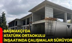 Başmakçı’da Atatürk Ortaokulu inşaatında çalışmalar sürüyor