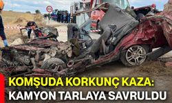 Komşuda korkunç kaza: Kamyon tarlaya savruldu