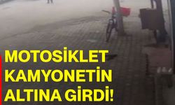 Motosiklet kamyonetin altına girdi!